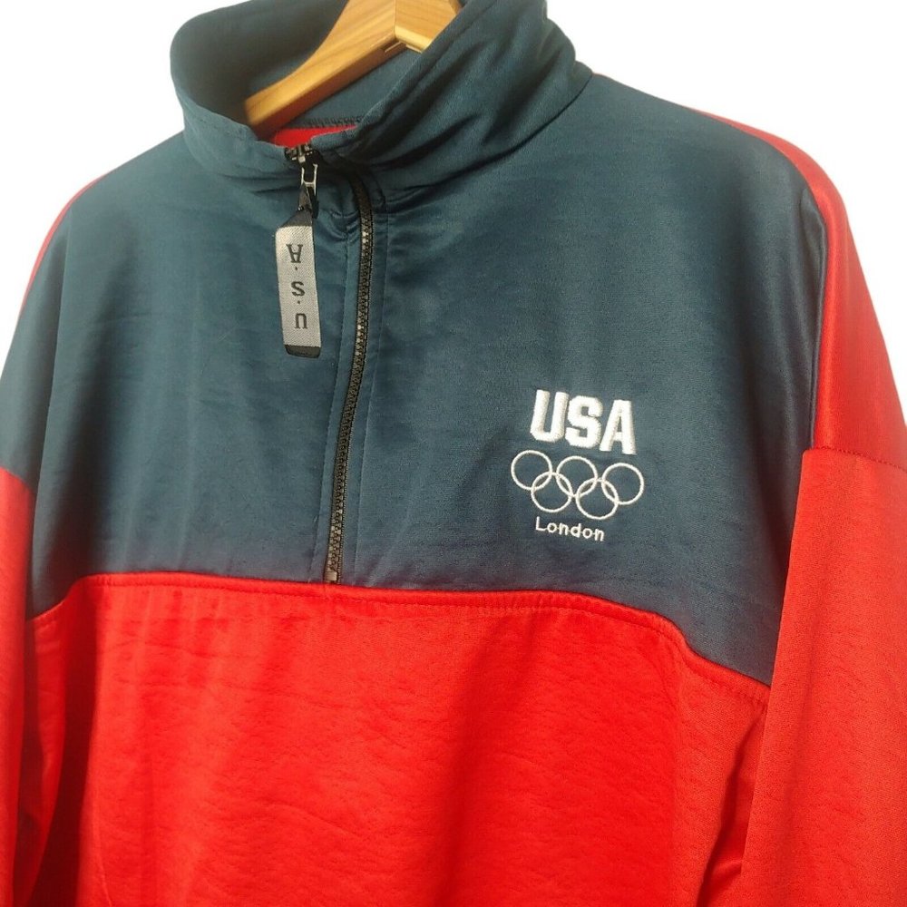 United States Olympic Committee USA London Mens XXL Pullover Jacket Red Blue - Picture 3 of 9